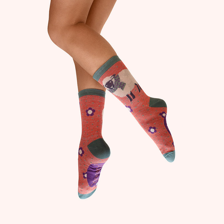 Powder Sheep In A Scarf Glitter Socks