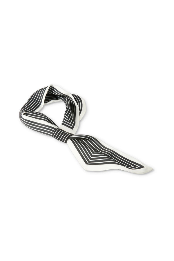 Harriet Black & Cream Striped Silky Neck Scarf