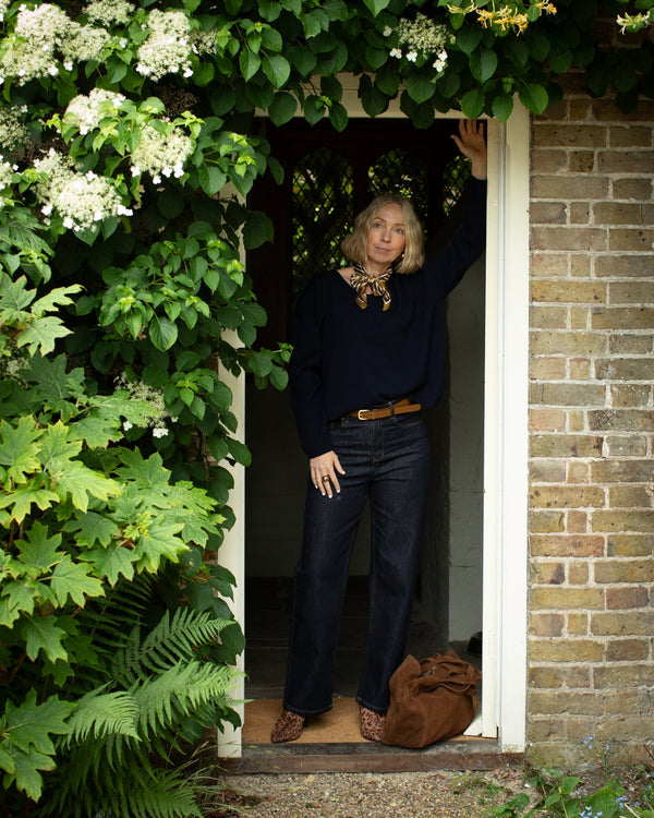 Effie Olive & Ivory Satin Neck Scarf