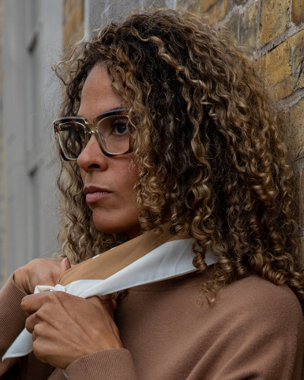 Olivia Beige & Ivory Satin Neck Scarf