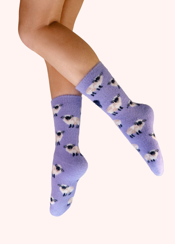Powder Lilac Sheep Fuzzy Socks