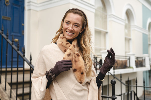 Beige Animal Spot Faux Fur Scarf