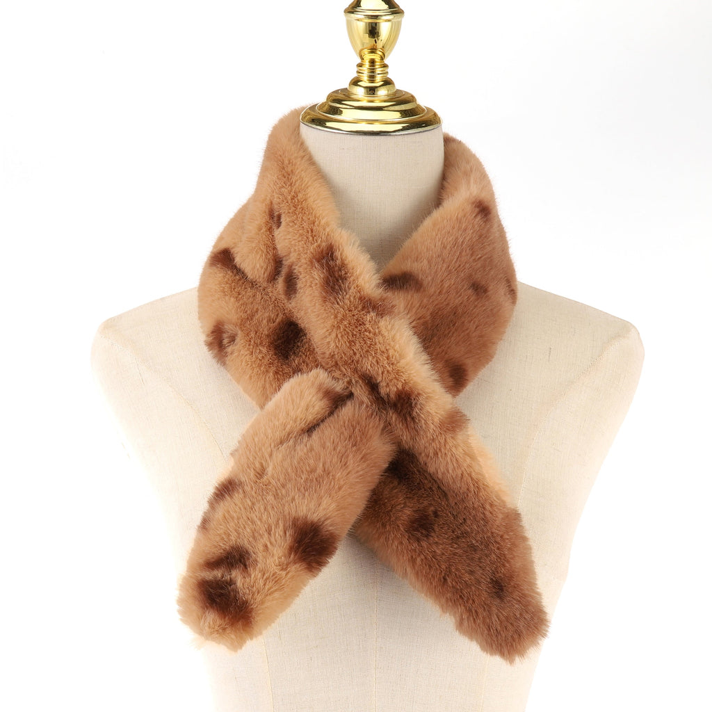 Beige Animal Spot Faux Fur Scarf