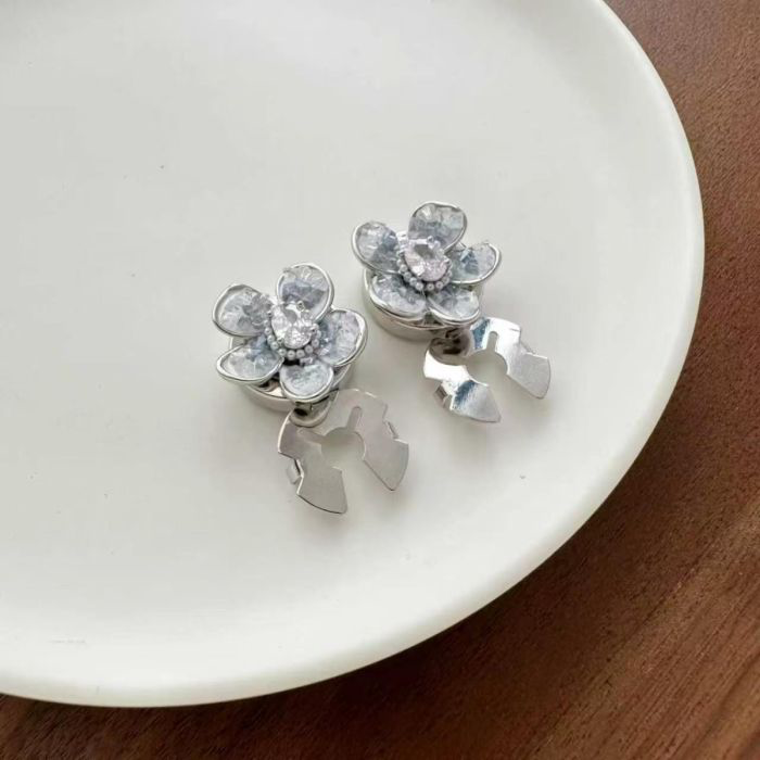 Blue & Silver Flower Decorative Button Cover