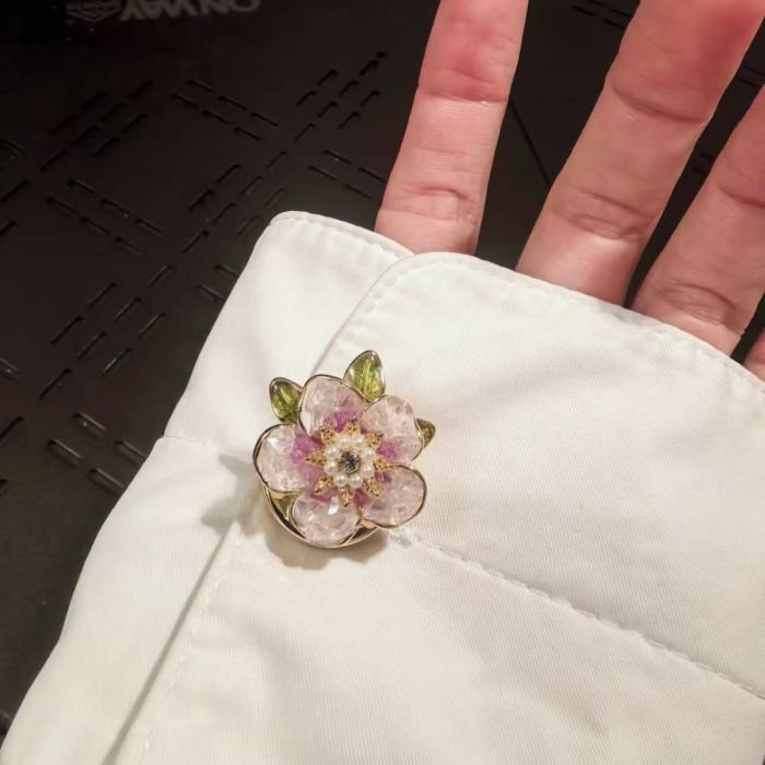 Pink Flower Decorative Button Cover