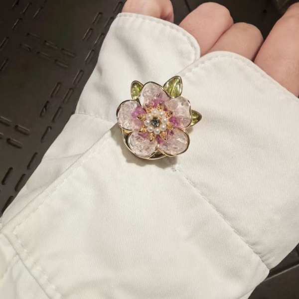 Pink Flower Decorative Button Cover