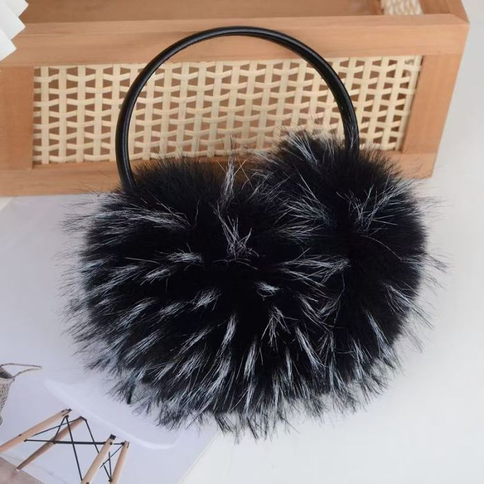 Black & Silver Full Faux Fur Ear Muffs