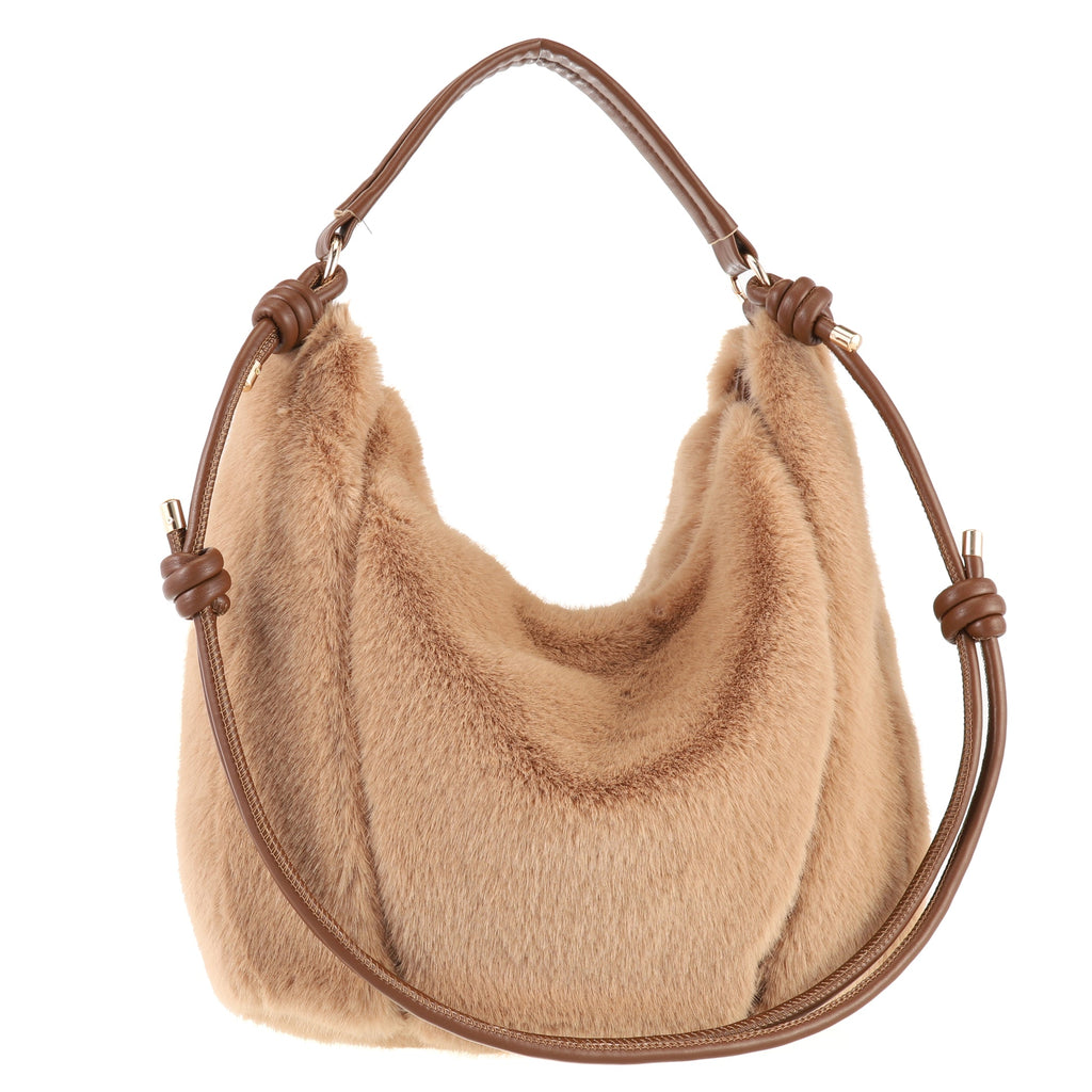 Candied Ginger Faux Fur Shoulder Handbag