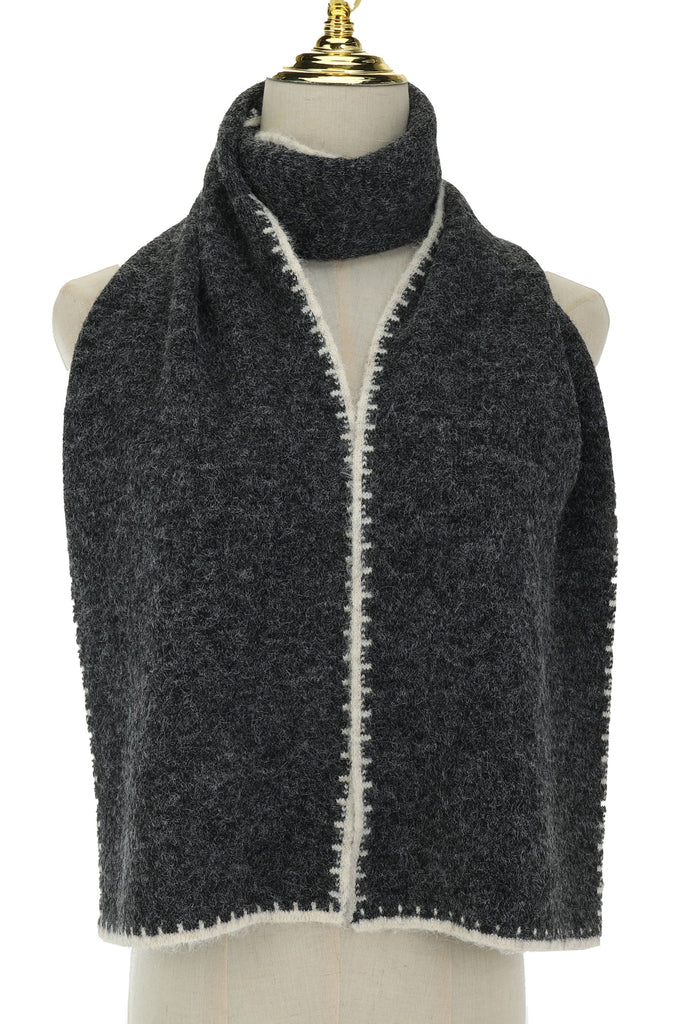 Moonless Night Grey & Cream Knit Scarf
