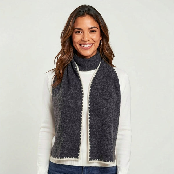 Moonless Night Grey & Cream Knit Scarf