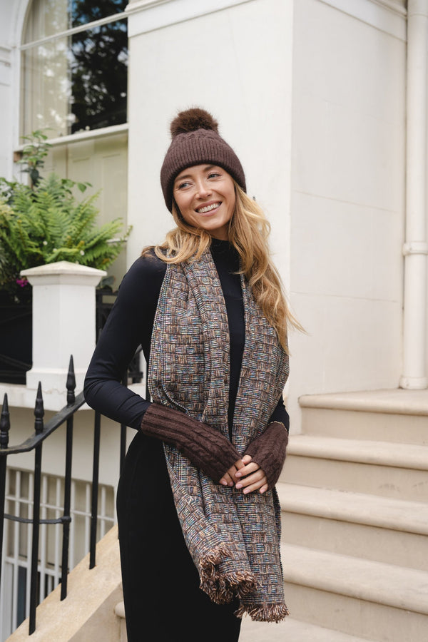 Chocolate Brown Check Scarf