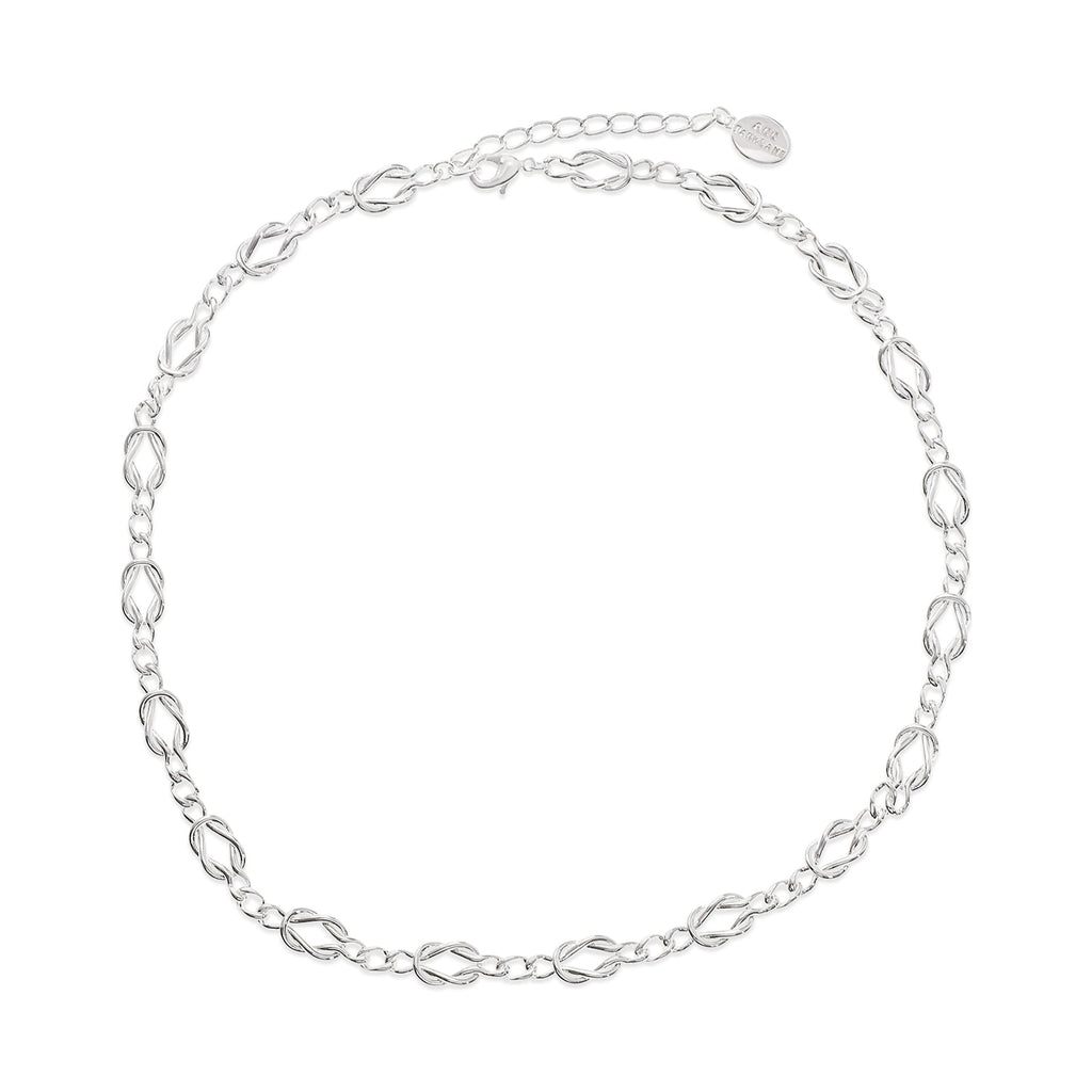 Silver Knot Links Chain Necklace