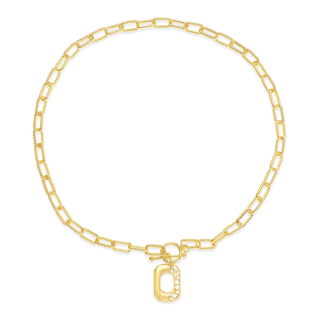 Gold T Bar Pendant Necklace