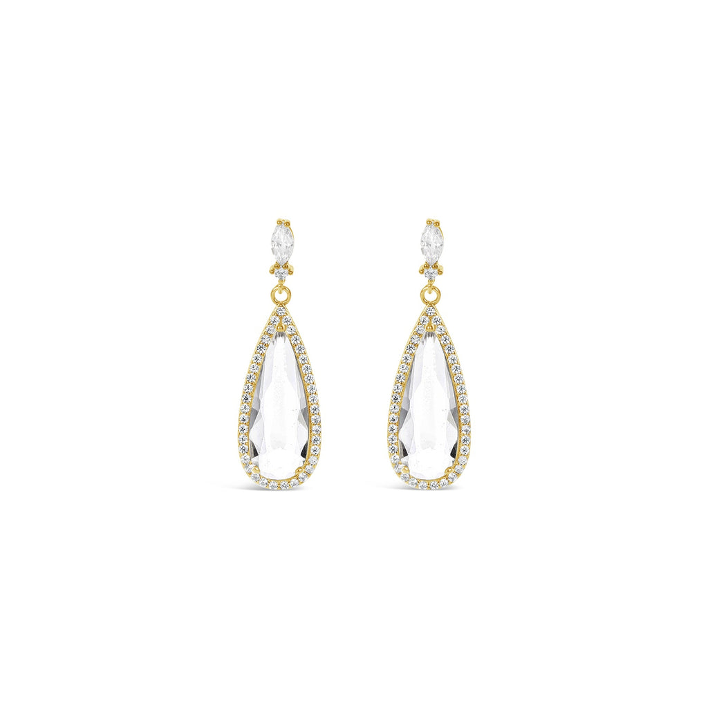 Gold & Crystal Teardrop Drop Earrings