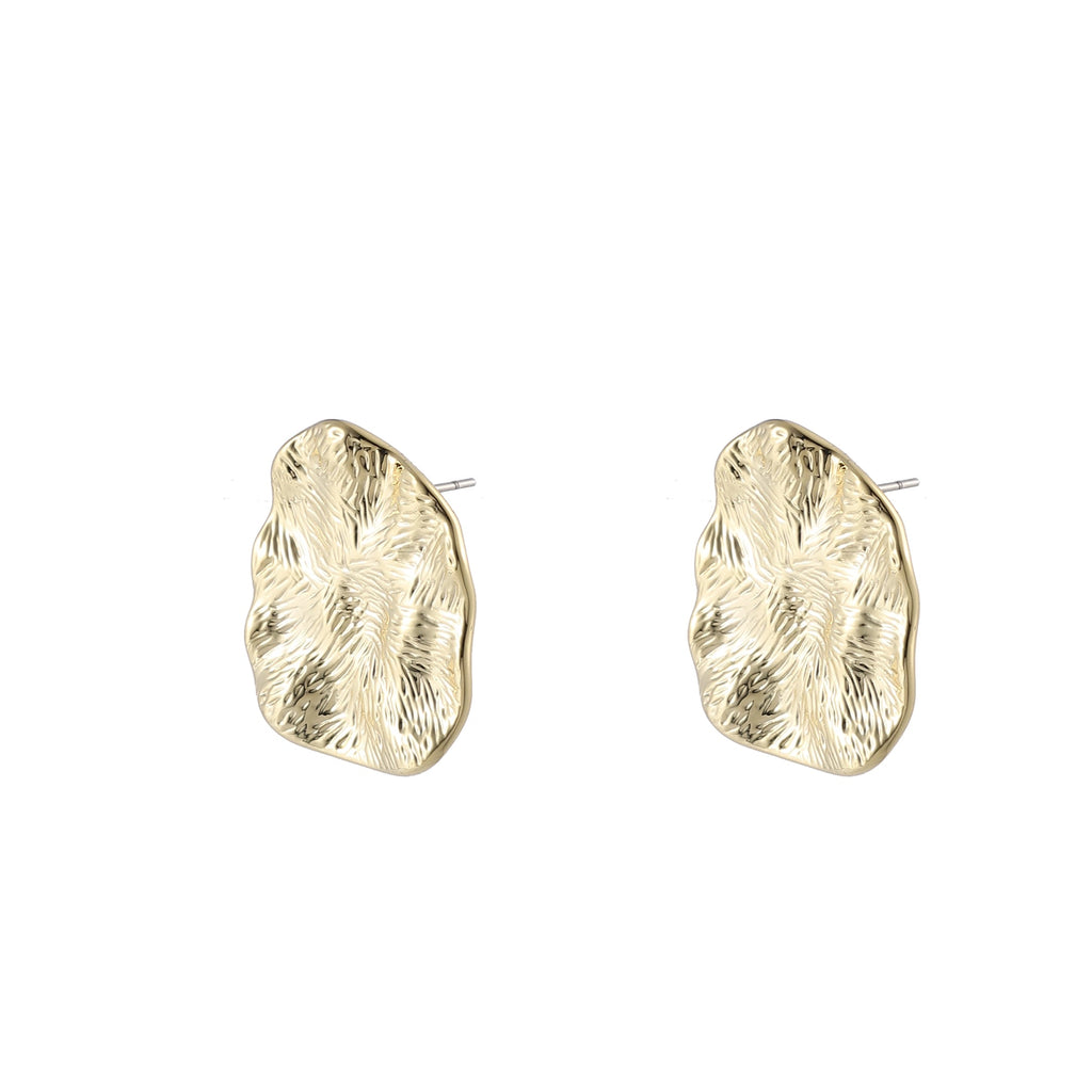 Gold Textured Disc Earrings