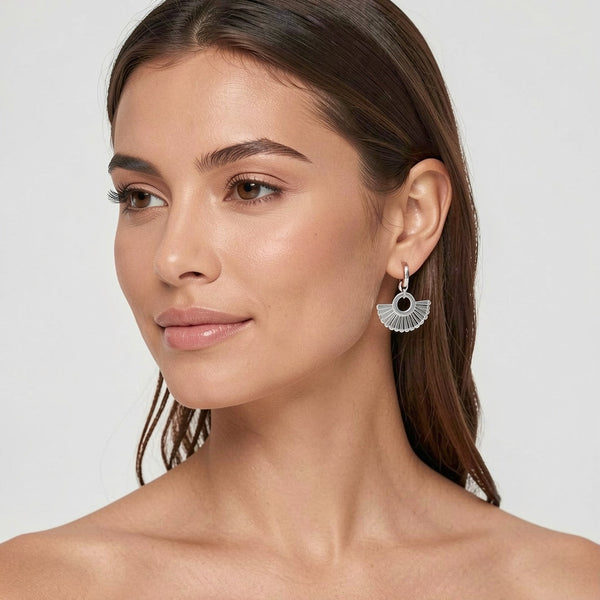 Silver Fan Drop Earrings