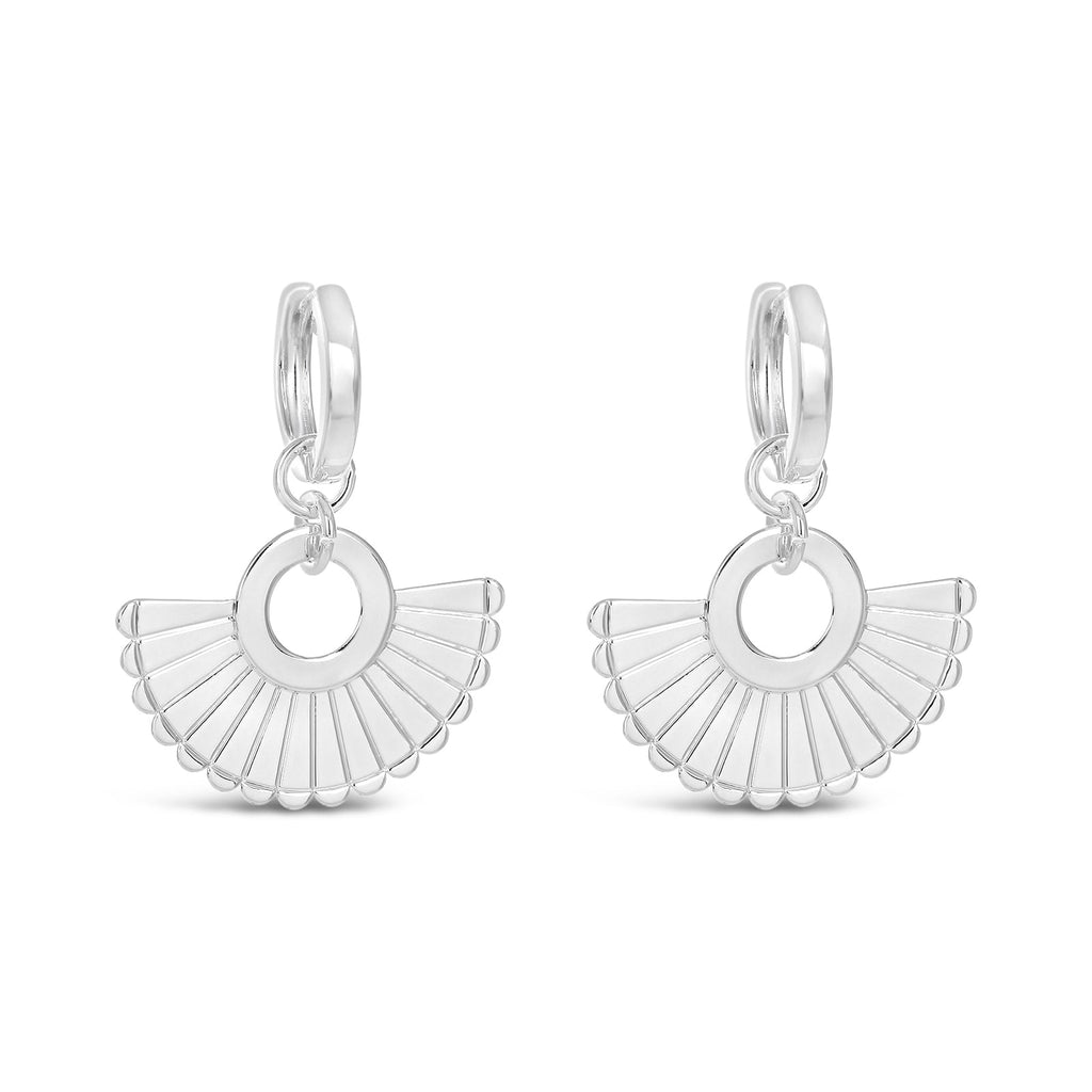 Silver Fan Drop Earrings
