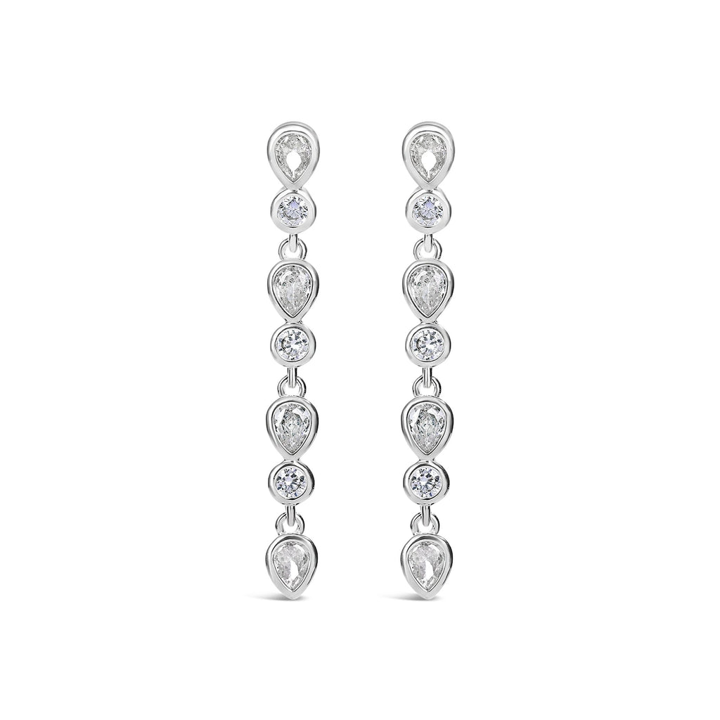Silver Crystal Multi Stone Drop Earrings