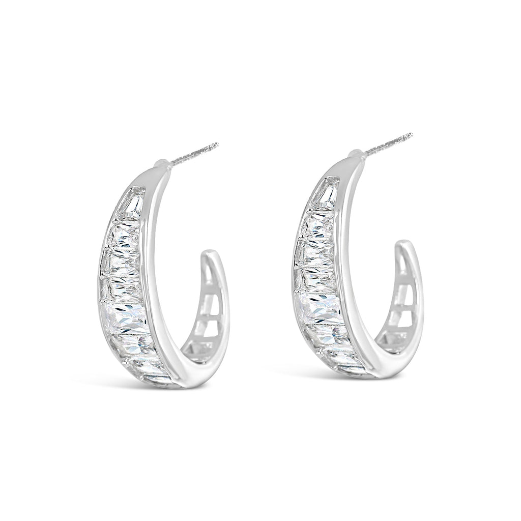 Silver & Crystal Hoop Drop Earrings
