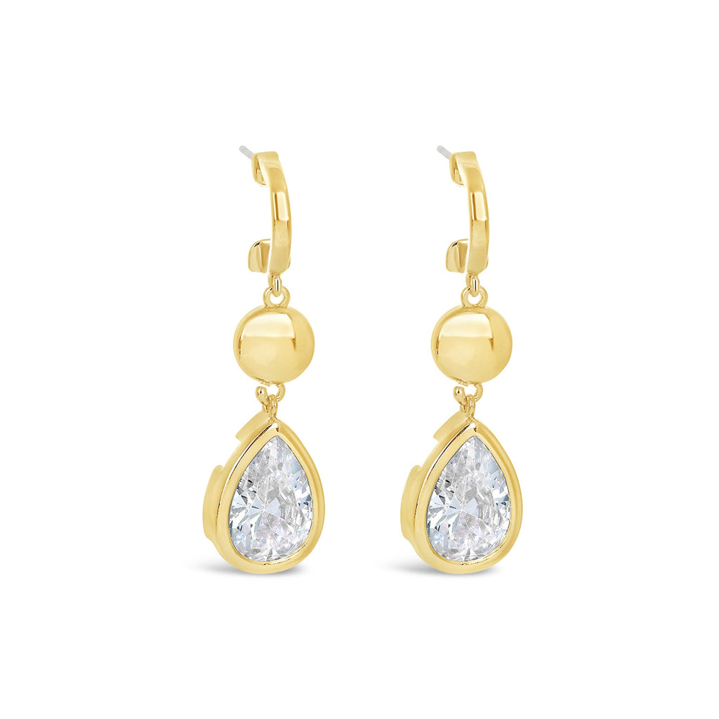 Gold & Crystal Teardrop Drop Earrings