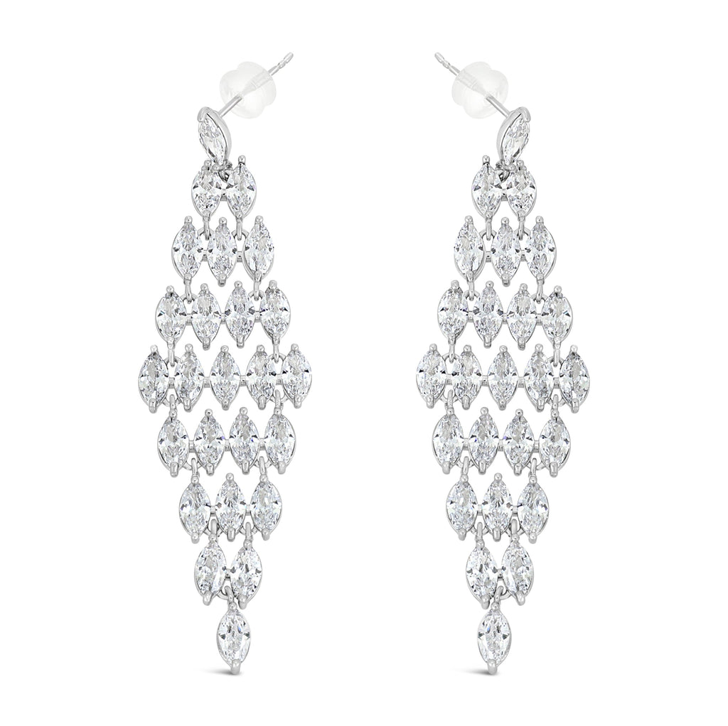 Silver Crystal Statement Drop Earrings