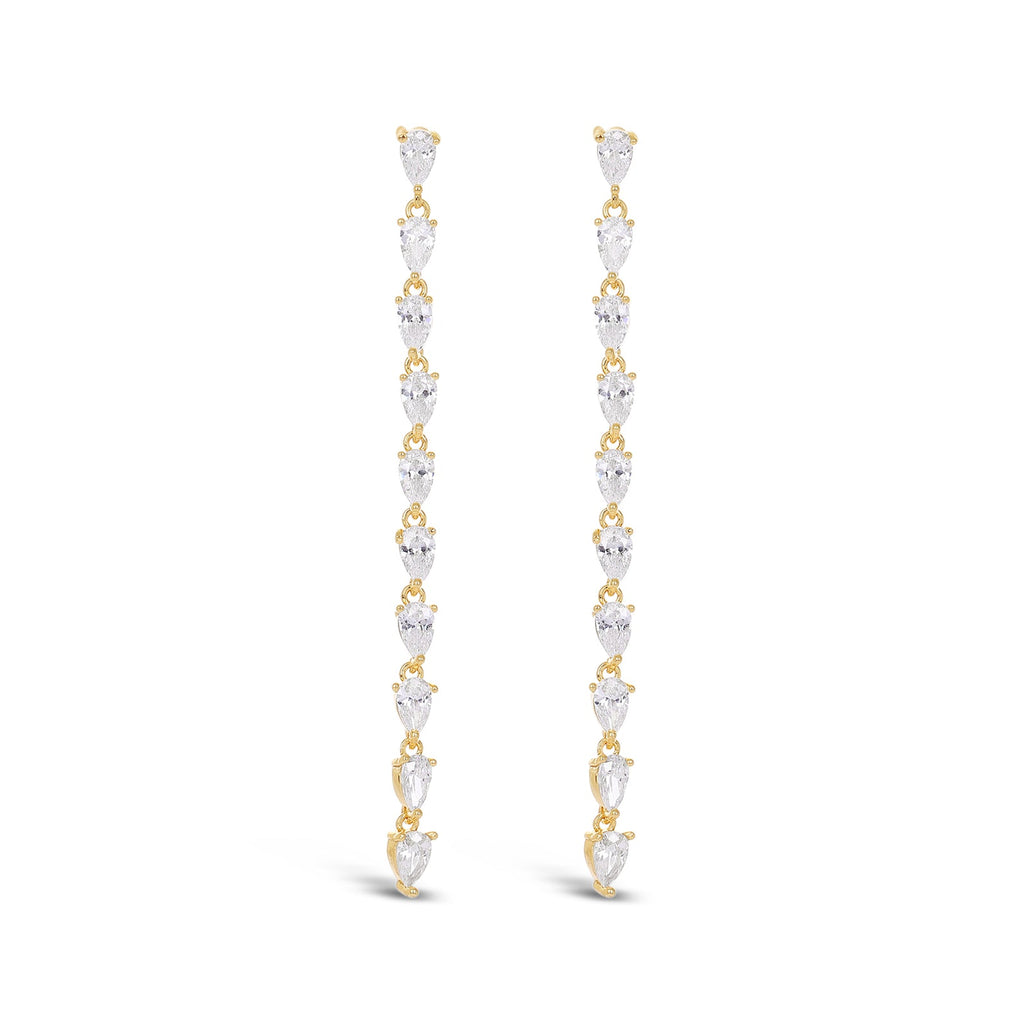 Gold & Crystal Long Drop Earrings