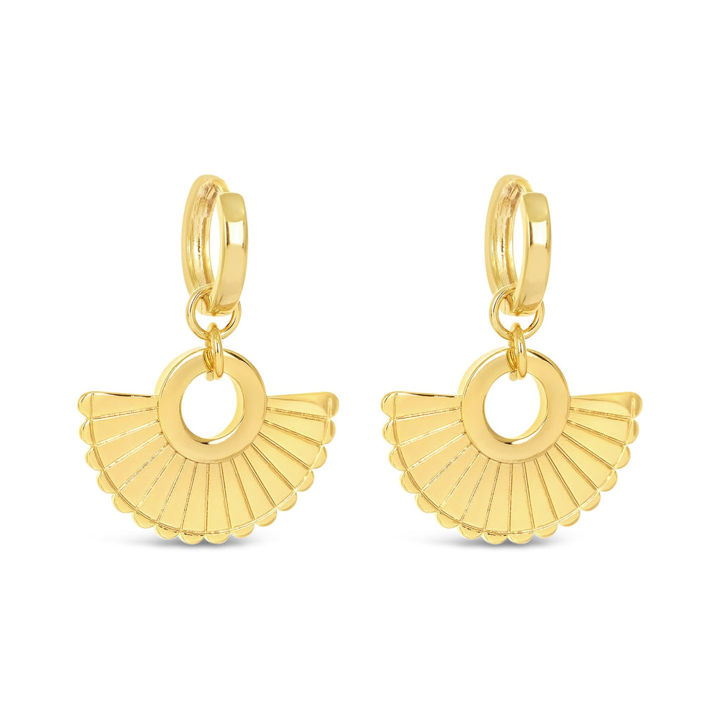 Gold Fan Drop Earrings