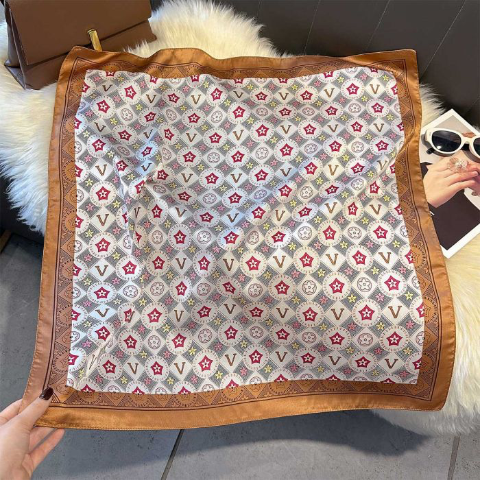 Gold & Pink Patterned Silk Neck Scarf