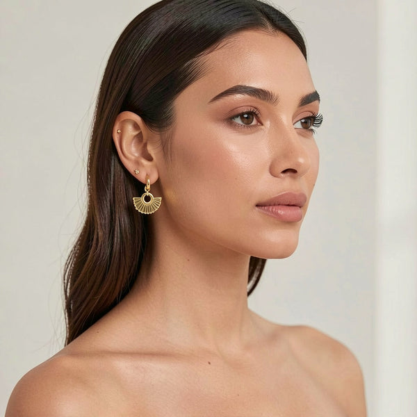 Gold Fan Drop Earrings