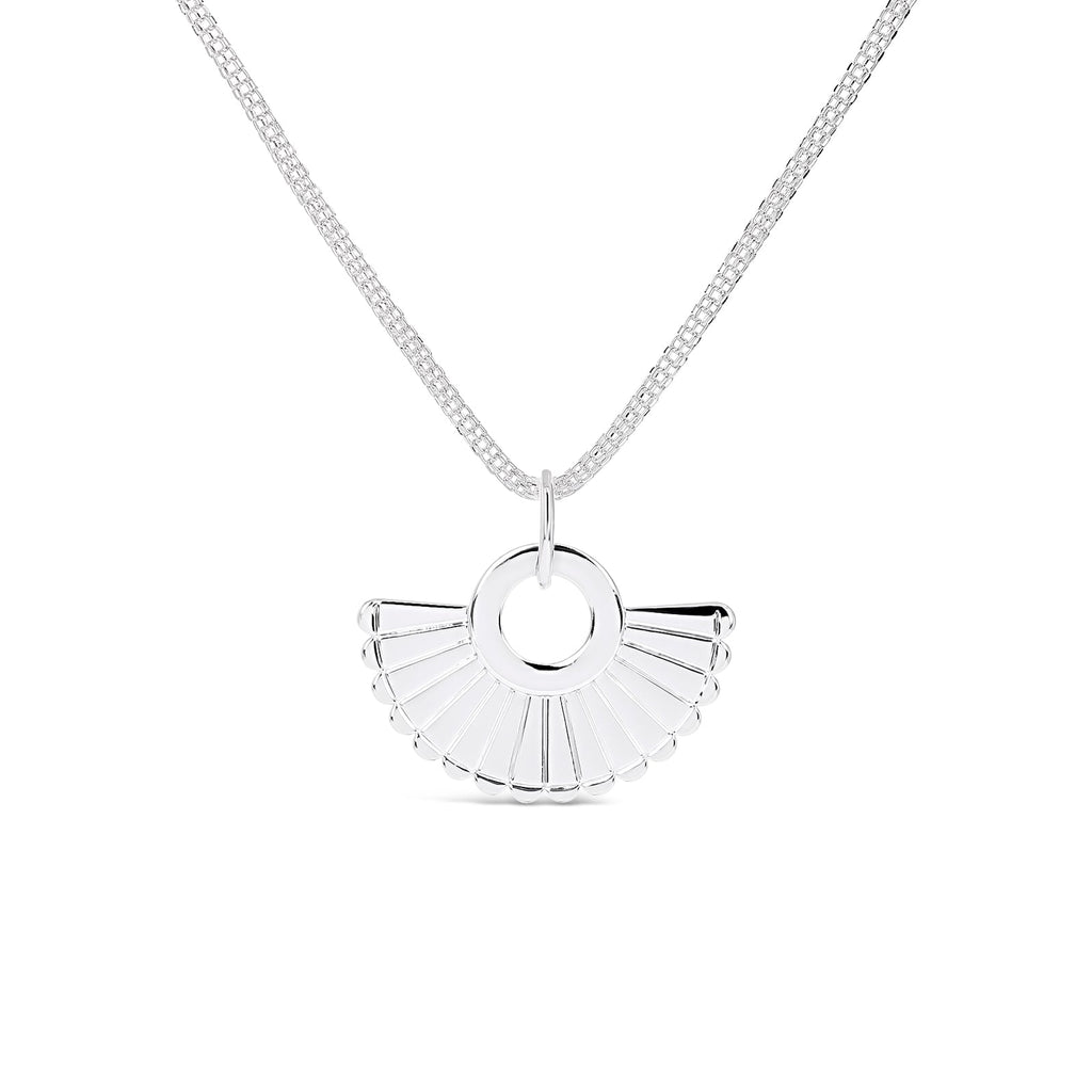 Silver Fan Pendant Necklace