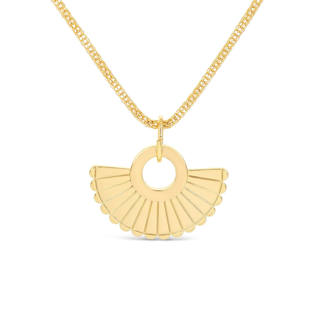 Gold Fan Pendant Necklace