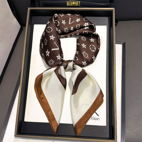 Brown & Ivory Monogram Silk Neck Scarf