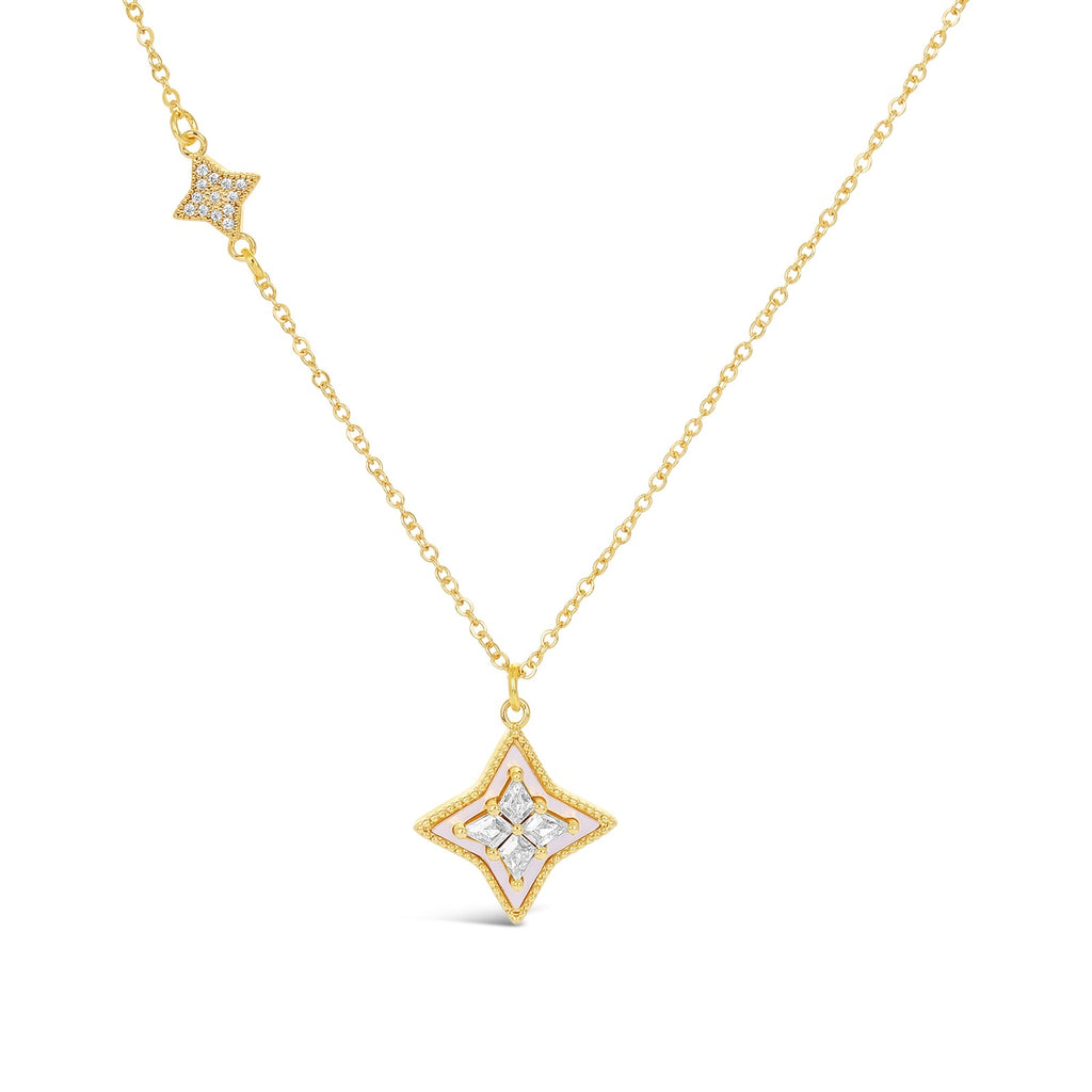 Gold & Crystal Mother Of Pearl Necklace