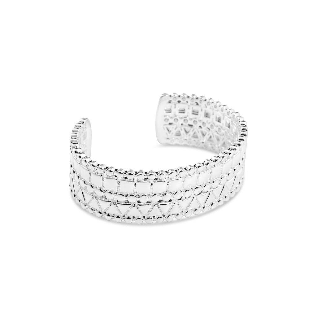 Silver Textured Cuff Bangle