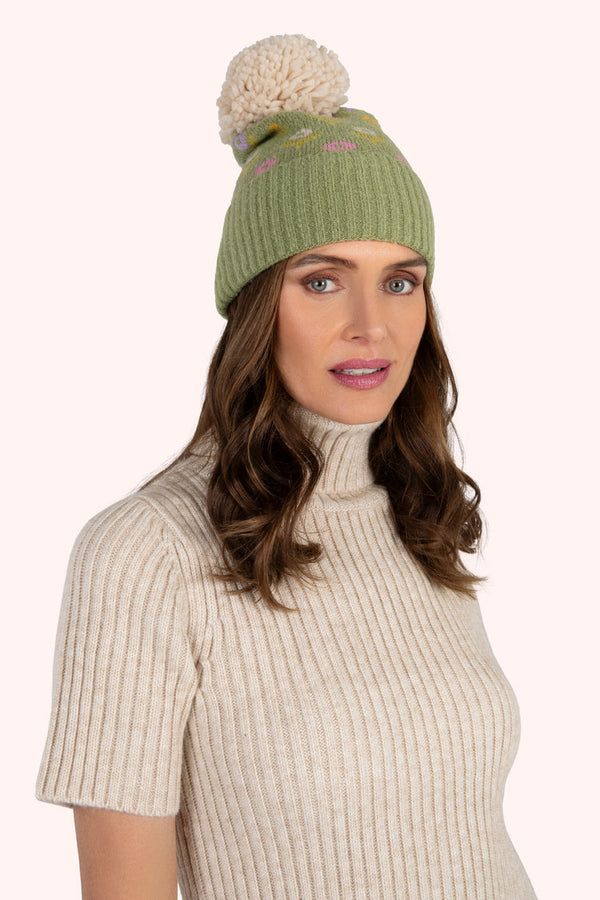 Powder Willow Sage Ditsy Floral Bobble Hat