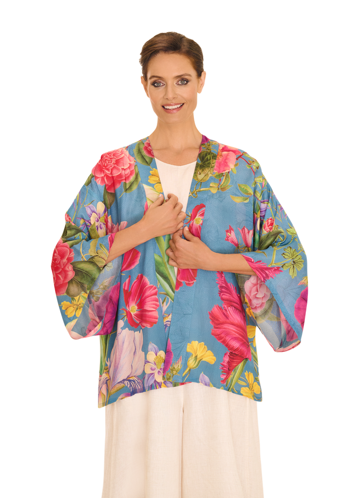 Powder Denim Floral Study Kimono Jacket