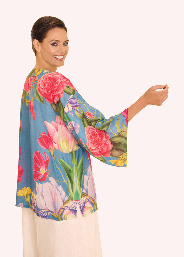 Powder Denim Floral Study Kimono Jacket