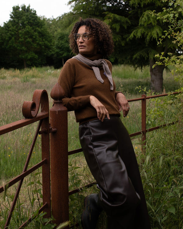 Jane Dark Biscuit Triangle Scarf