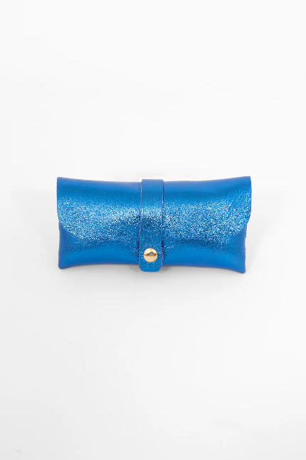 Cosima Metallic Blue Leather Sunglasses Case