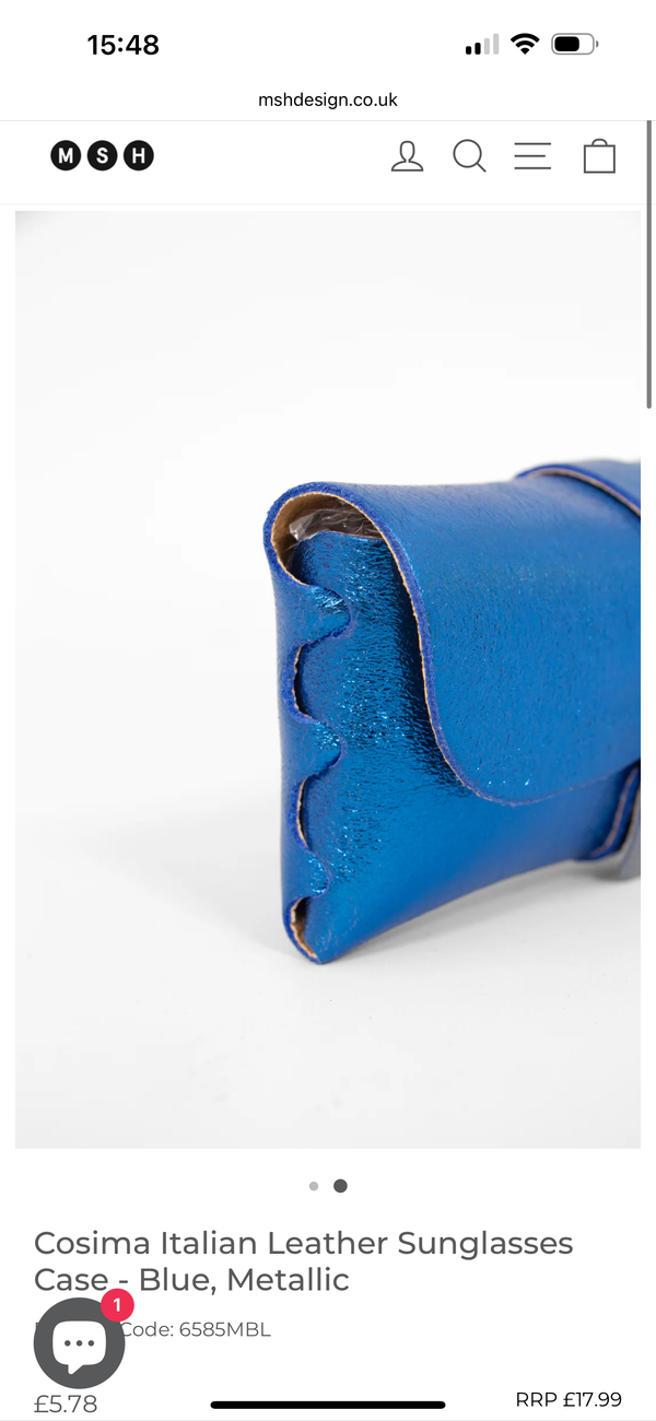 Cosima Metallic Blue Leather Sunglasses Case