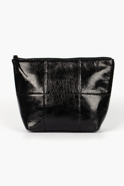 Romy Quilted Cracked Black Vanity Bag