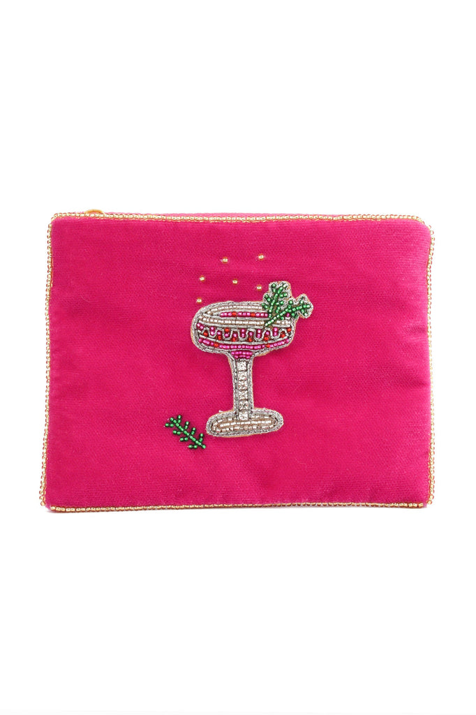 Berry Velvet Fizz Cocktail Beaded Small Pouch