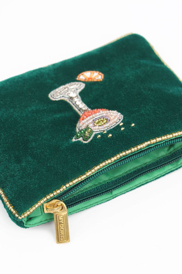 Green Velvet Passionfruit Martini Beaded Small Pouch