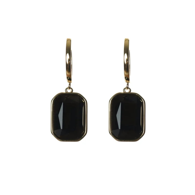 Black & Gold Baguette Drop Earrings