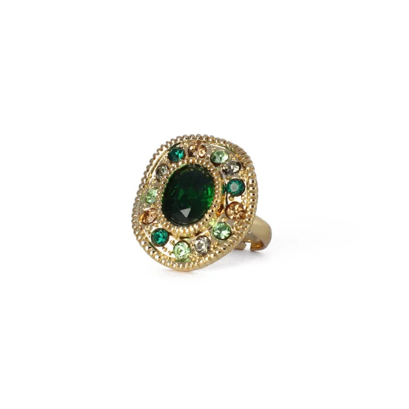 Green & Gold Crystal Ring