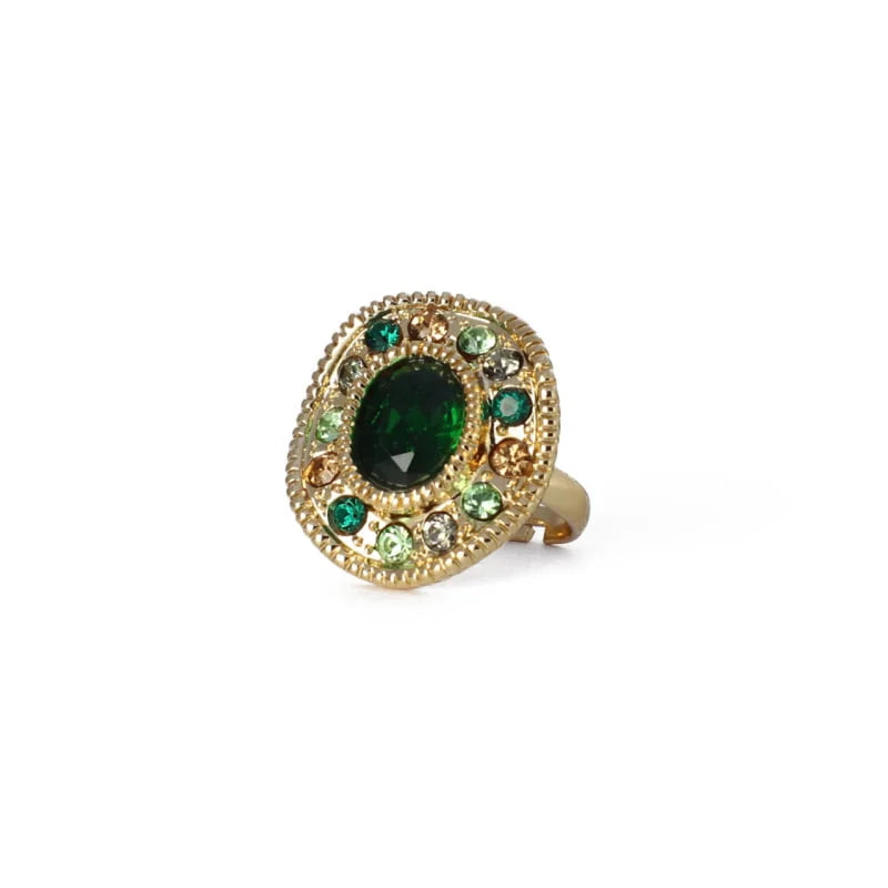 Green & Gold Crystal Ring
