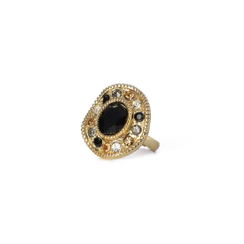 Black & Gold Crystal Ring