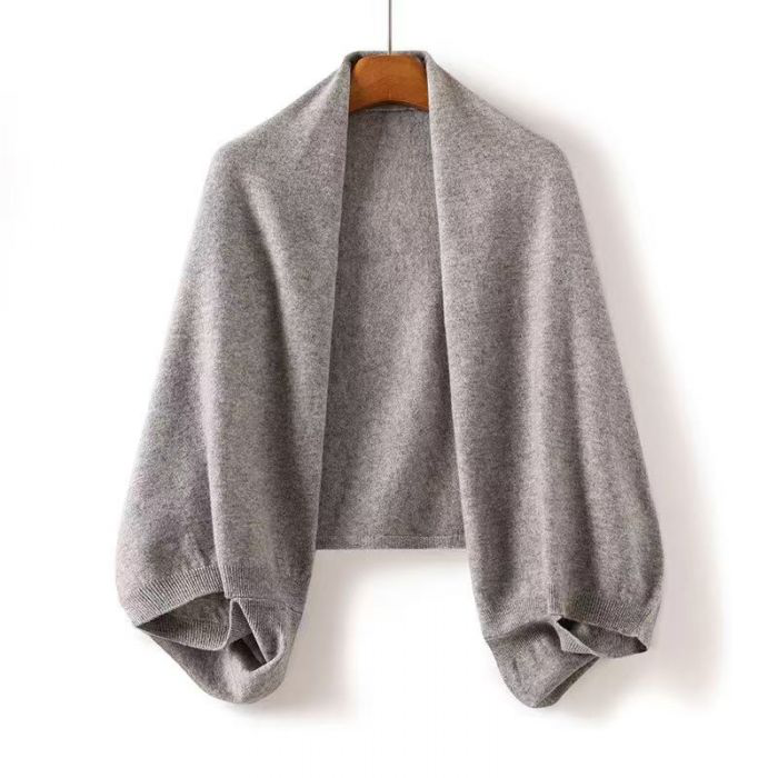 Grey Merino Wool Cape Wrap