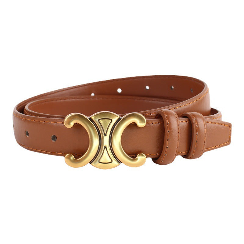 Tan Gold Buckle Belt