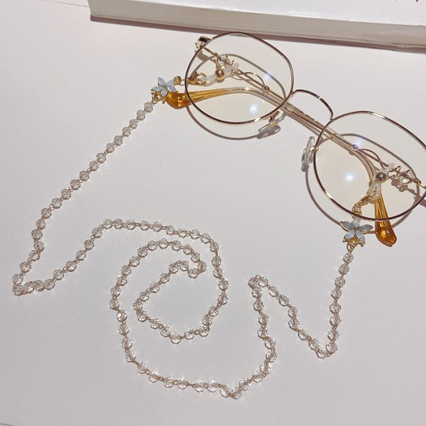 Crystal & Grey Flower Sunglasses Chain